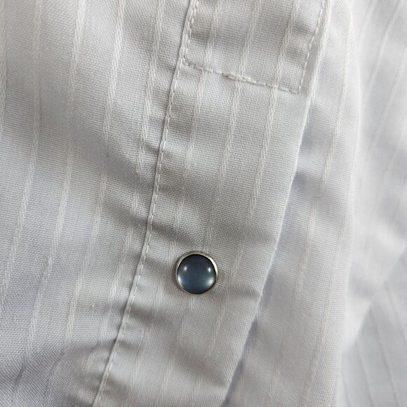 VTG Panhandle Slim Pearl Snap Shirt Mens 16.5 Blue Textured Stripes Western 90s - Picture 5 of 13